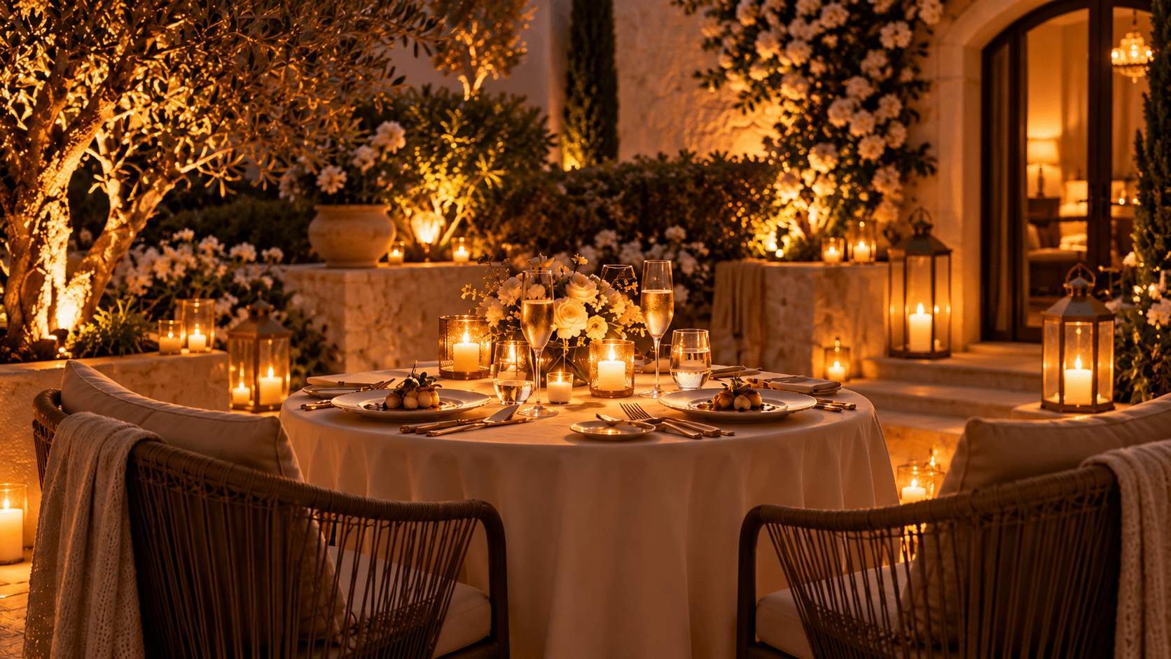 Romantic honeymoon dinner