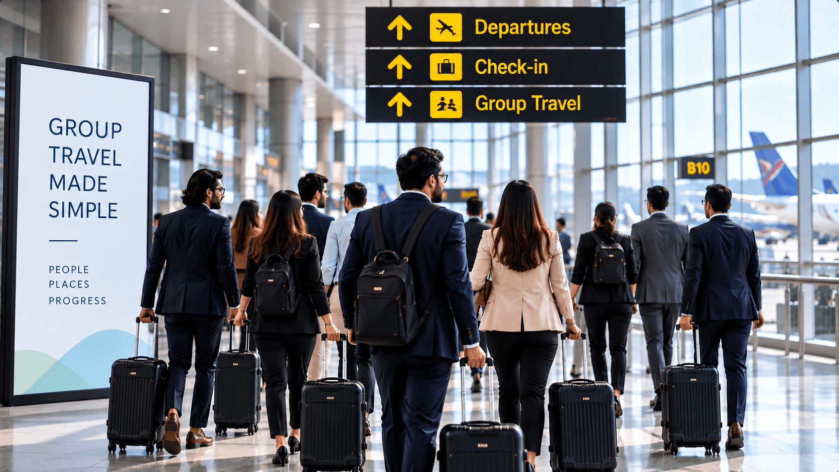 Business travellers supported by GetSetGo corporate travel services